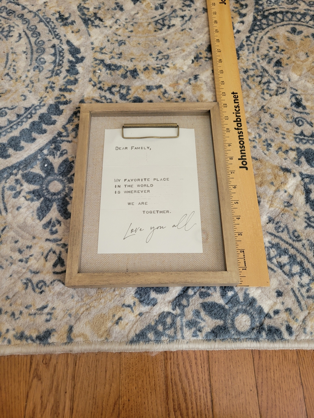 NWT Dear Family- Neutral Wood Frame with Gold Clip
